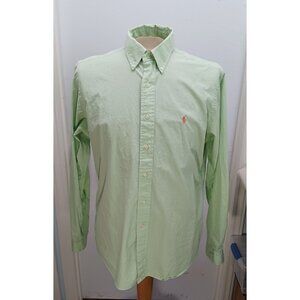 Ralph Lauren Men's Dress Shirt 16.5/36 Light Green 100% Cotton Embroidered Logo